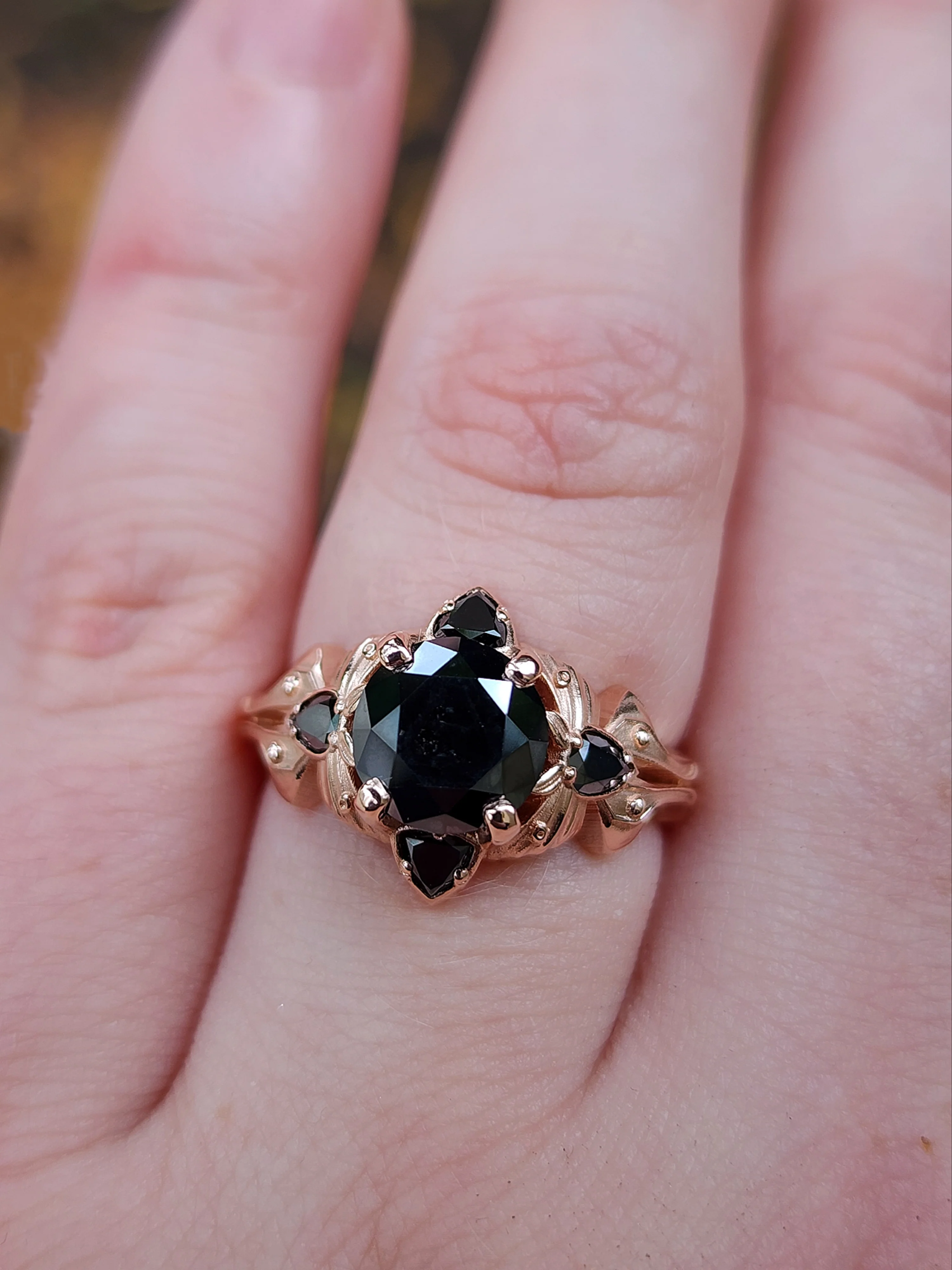 Luna Goth Moth Engagement Ring with Black Diamonds - Bug Wedding Ring Nature Inspired Fine Jewelry - Image 5