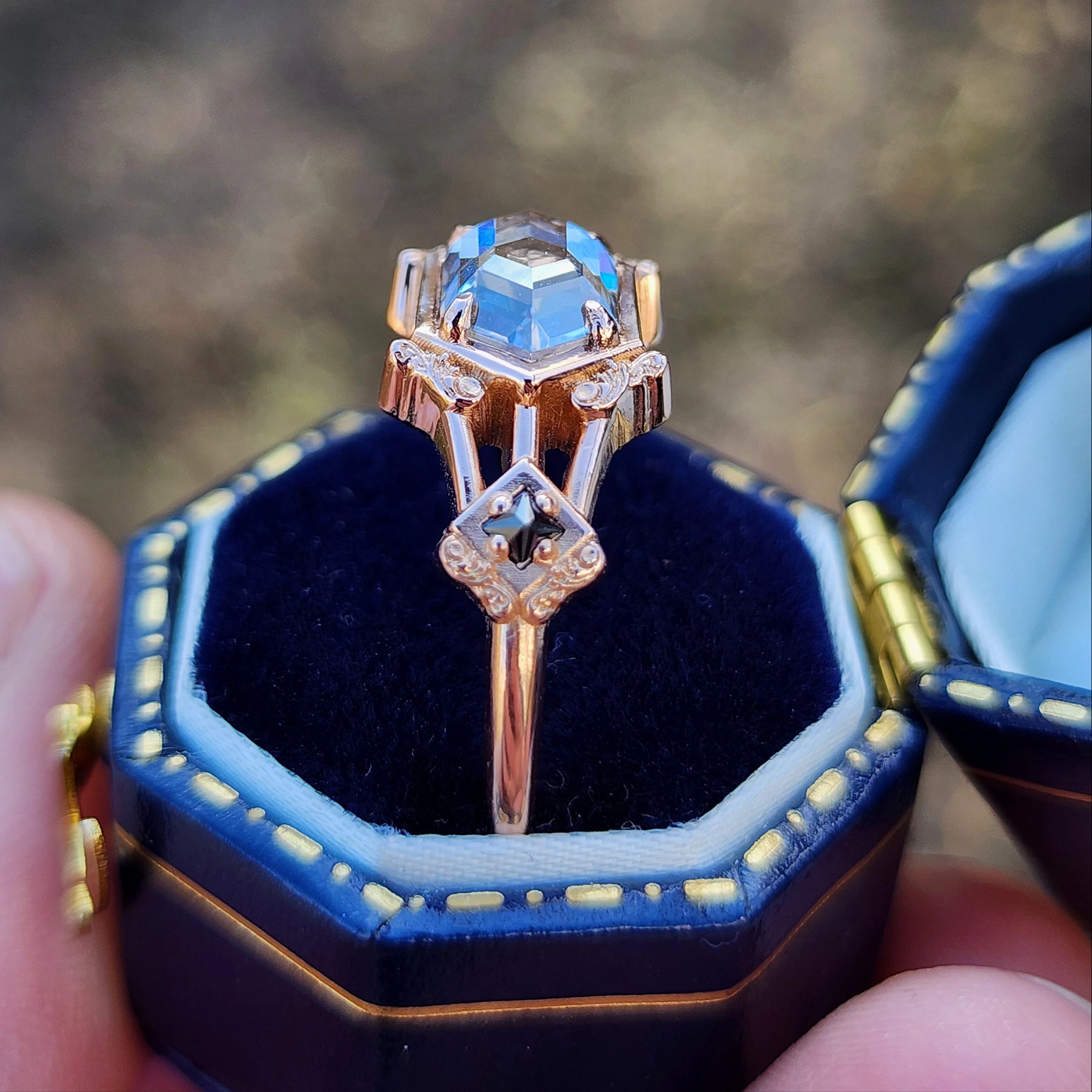 Ready To Ship Size 9-11 Hidden Skull Shadowbox Subtle Mourning Ring - Image 7