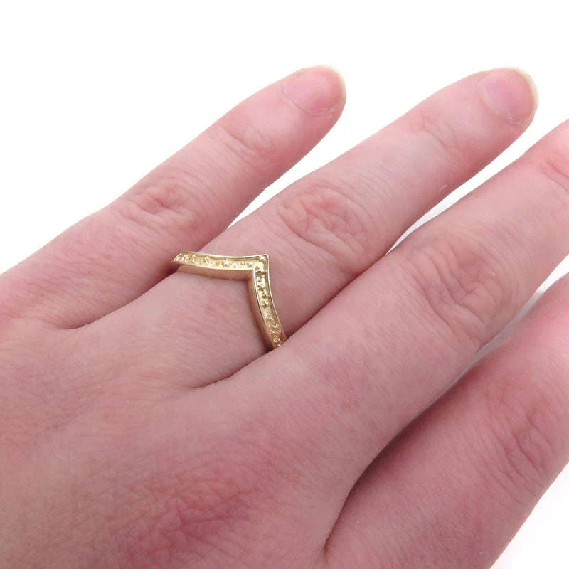 Stardust Stacking Chevron Wedding Ring - Gold or Sterling Silver - Constellation Nesting Band - Image 5