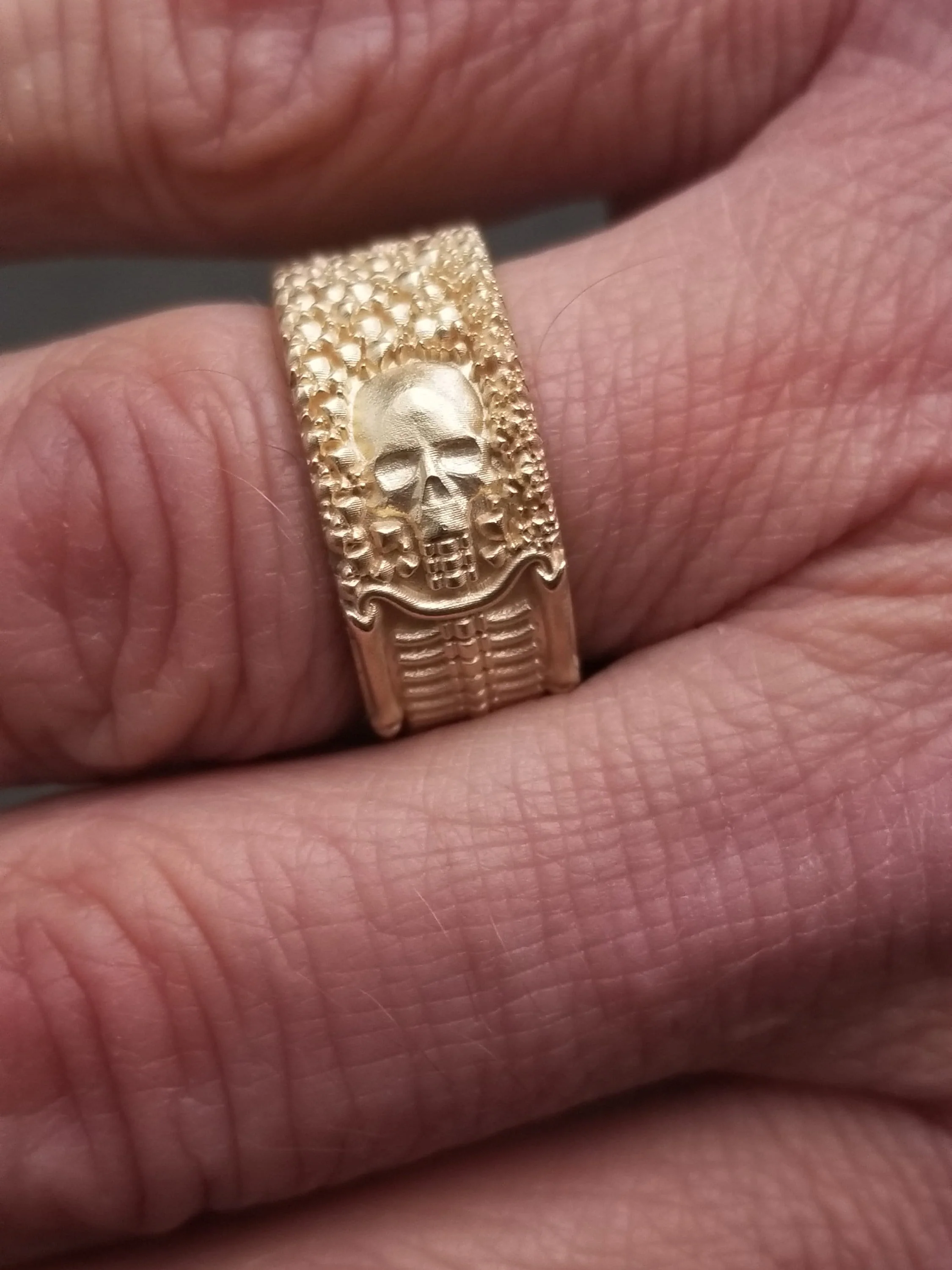 Till Death Do Us Part - His & Hers Skeleton Wedding Band Set - 14k Gold - Image 7